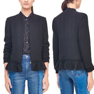 Rebecca Taylor Textured Tweed Ruffle Jacket